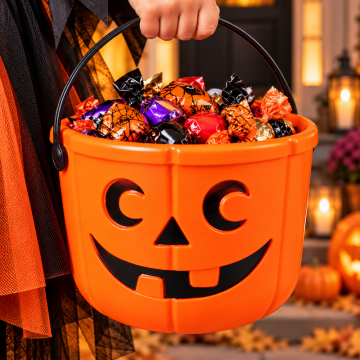 Pompoen emmer Halloween snoepemmer 3,6 liter - 14x18 cm