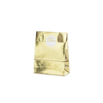 Cadeauzak merry christmas goud 3x 18,5x28,5x8 cm