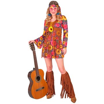 Kleurig hippiekostuum voor dames
