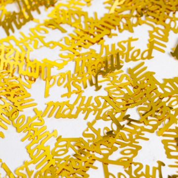 Goud Just Married bruiloft tafelconfetti - 14 g