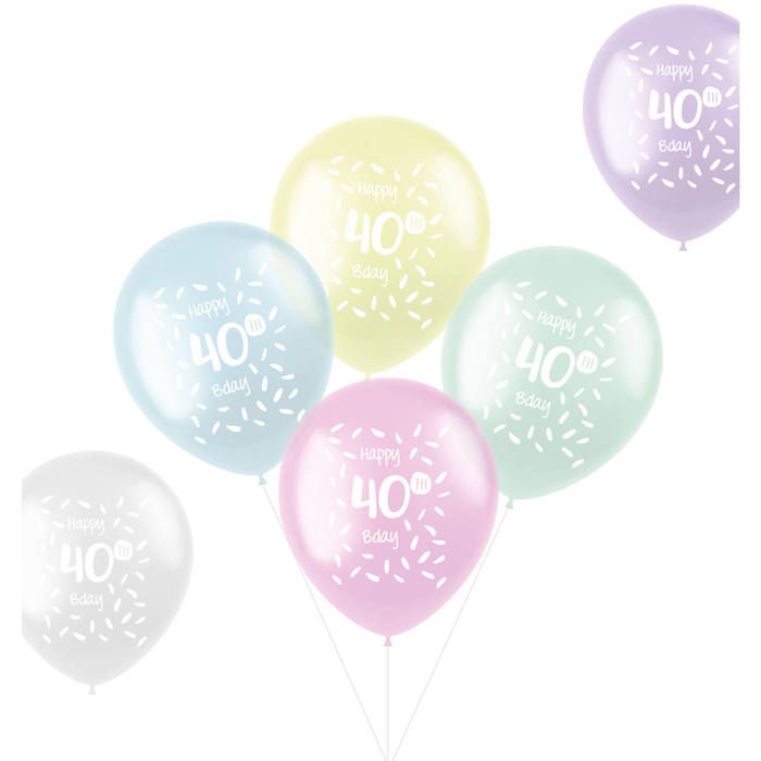 40 Jaar Ballonnen Pastel 6x - 33 cm