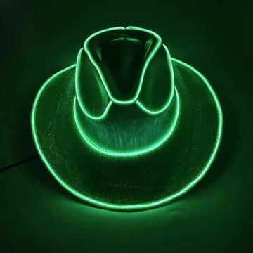 Leuke cowboy rave hoed met LED Groen