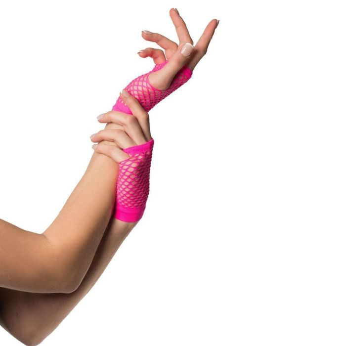 Korte vingerloze handschoenen one-size voor vrouwen neon pink