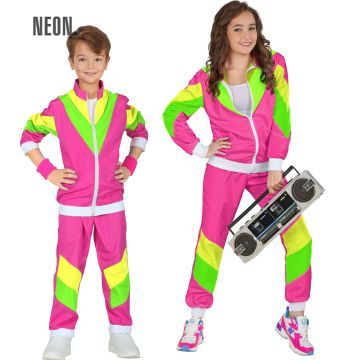 Roze 80's sportoutfit voor kinderen