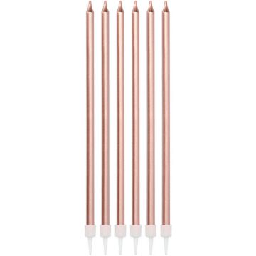 Metallic kaarsen in rose gold 16x - 15 cm