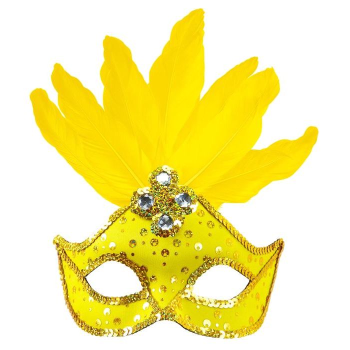 Gele Braziliaanse Maske met veren