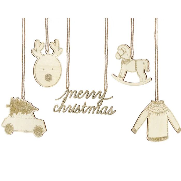 Houten kerstdecoraties 10x