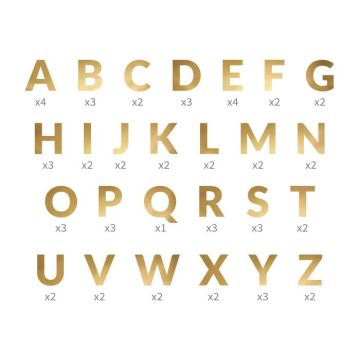 Gouden letters voor guirlande 64 delen - 14 cm