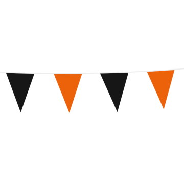 Zwart en oranje Halloween vlaggenlijn - 10 m