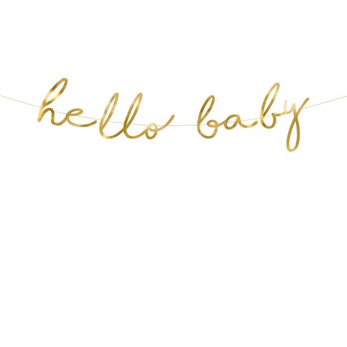 Hello Baby slinger met gouden tekst - 70x18 cm