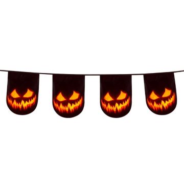 Angstaanjagende halloween pompoen plastic guirlande - 6 m