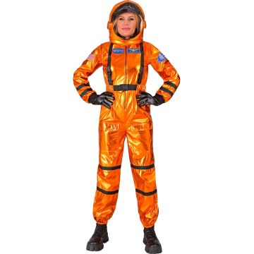Oranje astronauten kostuum voor dames