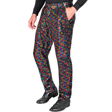 Paillettenbroek voor heren in multicolor