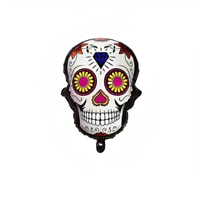 Opblazende Day of the Dead schedel met diamantenmotief