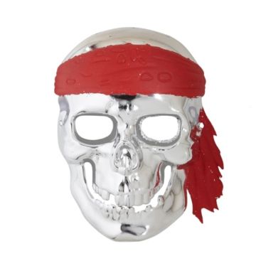 Zilveren piraten skeletmasker met rode bandana - onesize