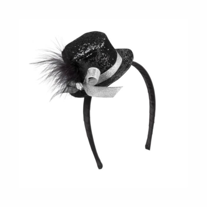 Mini Glitter Ronde Hoed - Zwart