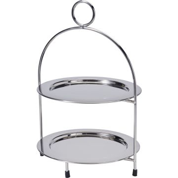 Etagère van roestvrij staal met 2 etages Ø 22 cm