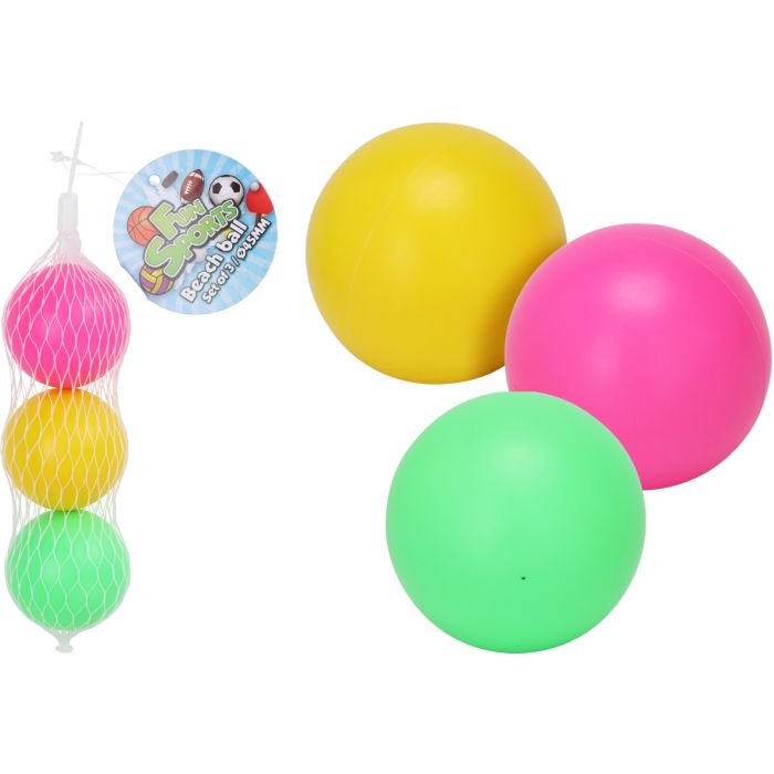 3 mini strandballen in roze, groen en geel