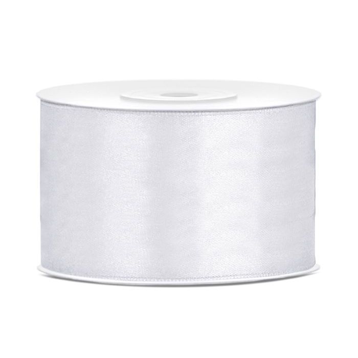 Witte satijnen band - 38 mm x 25 m