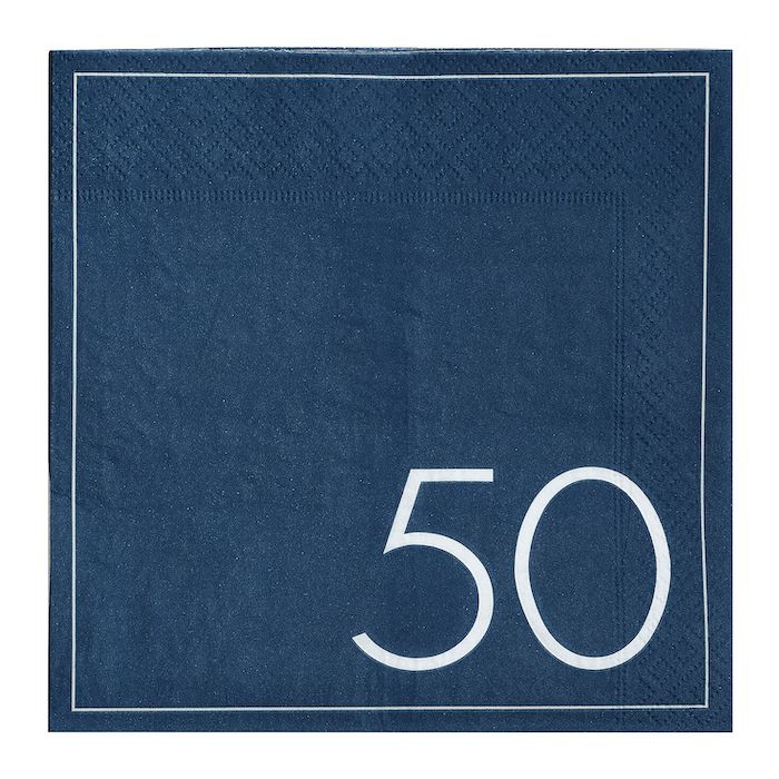 50-jarige verjaardagsservetten in Blauw 16x