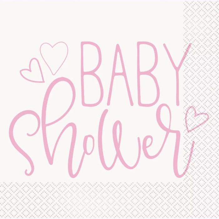 Servetten in roze voor babyshower meisje 16x