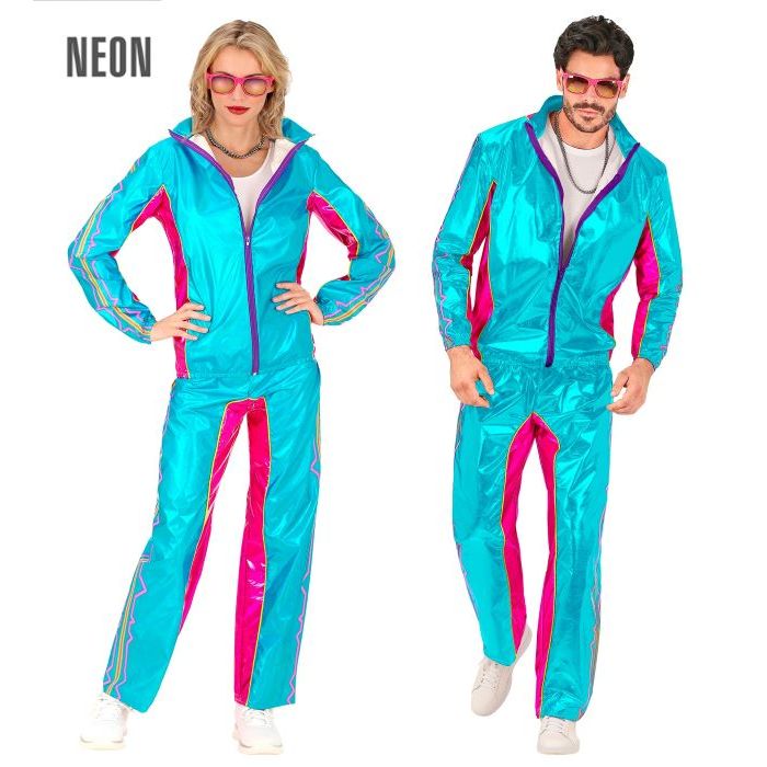 Blauwe retro disco trainingsoutfit - 2 delen