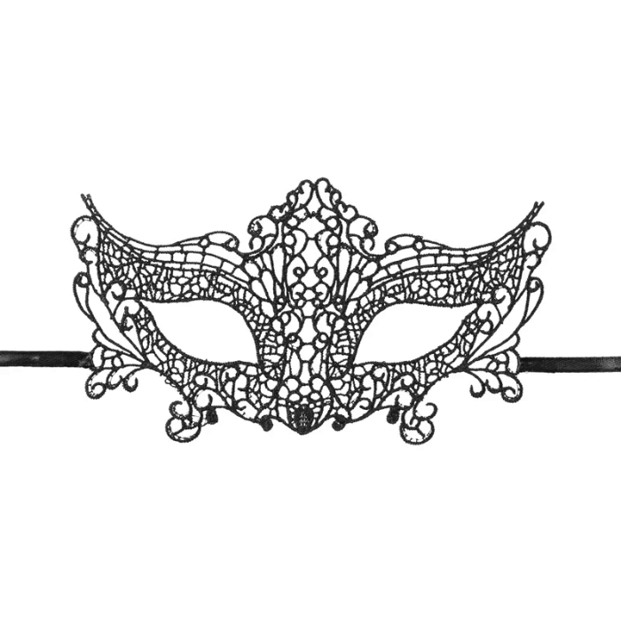 Zwarte kanten carnaval oogmasker - 20 cm