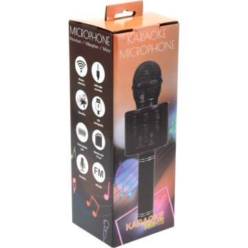 Oplaadbare draadloze karaoke microfoon zwart 7,5x22,5 cm