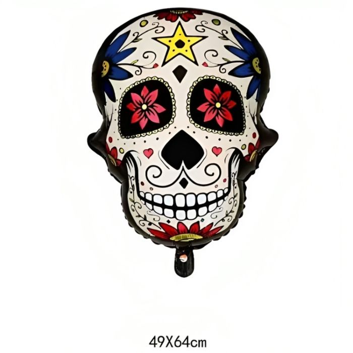 Opblaasbare Day of the Dead schedel met sterrenmotief