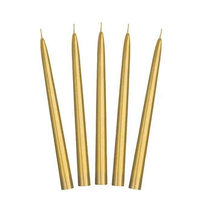 Metallic Gouden Kaarsen 10x - 24 cm