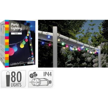 Lichtslinger met 80 LED in meerdere kleuren en witte bolletjes