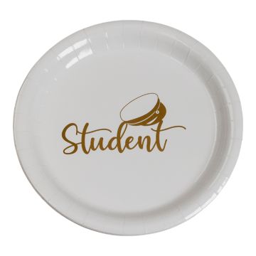 Papieren borden met studentenmotief goud 8x - 18 cm