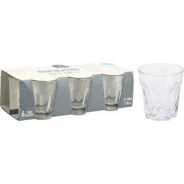 Shotglazen van helder glas, set van 6, 40 ml