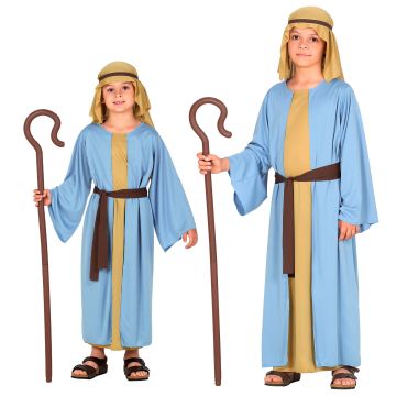 HERDER (tunic met lange vest, riem, hoofddeksel) Turquoise Blauw