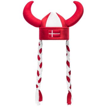 Rood en wit Denemarken vikinghoed