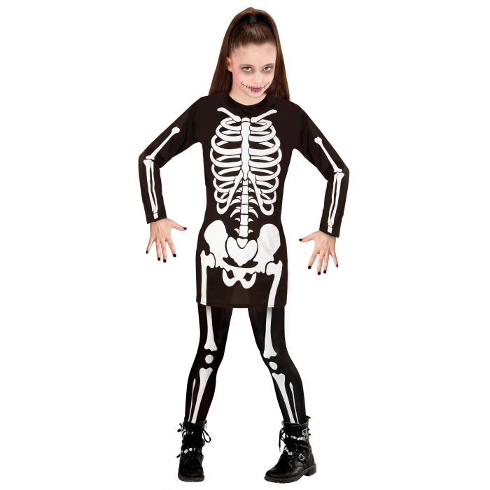 Skelet kostuum voor meisjes, zwart