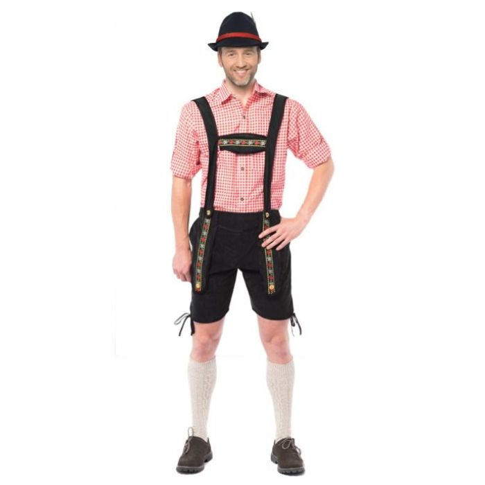 Tyroler lederhosen broeken Johann kort zwart