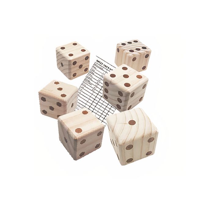 Gigantisch yatzy spel voor in de tuin incl 6 dobbelstenen 7x7x7 cm en blok