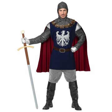 Adelaar ridder kostuum in marineblauw met cape