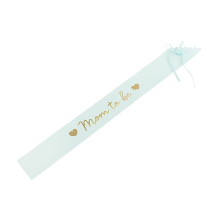 Lichtblauwe Mom to Be babyshower papier schouderband - 75 cm