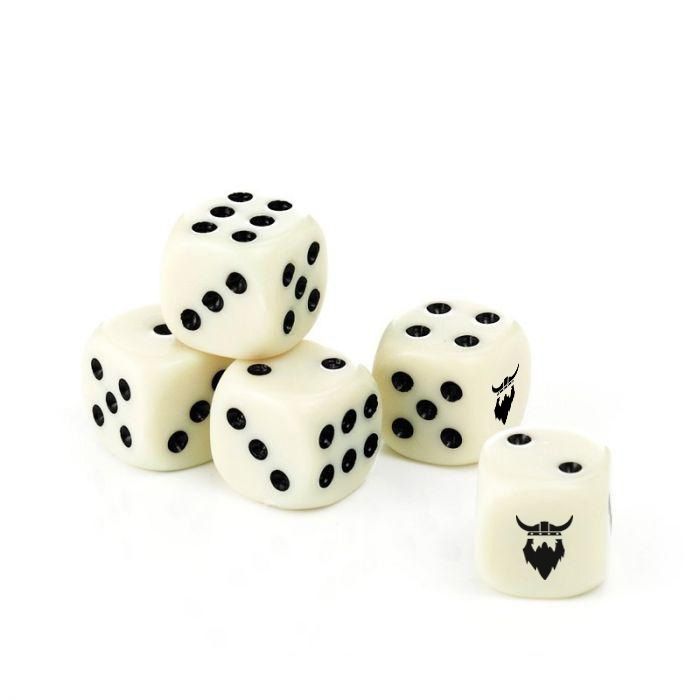 Dobbelstenen 16 mm wit PartyVikings 100x