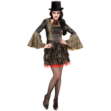 Gothy vampierjurk voor dames met jabot