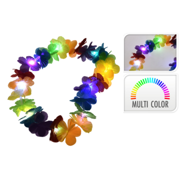 Hawaiikrans met LED 10 m - multicolore 