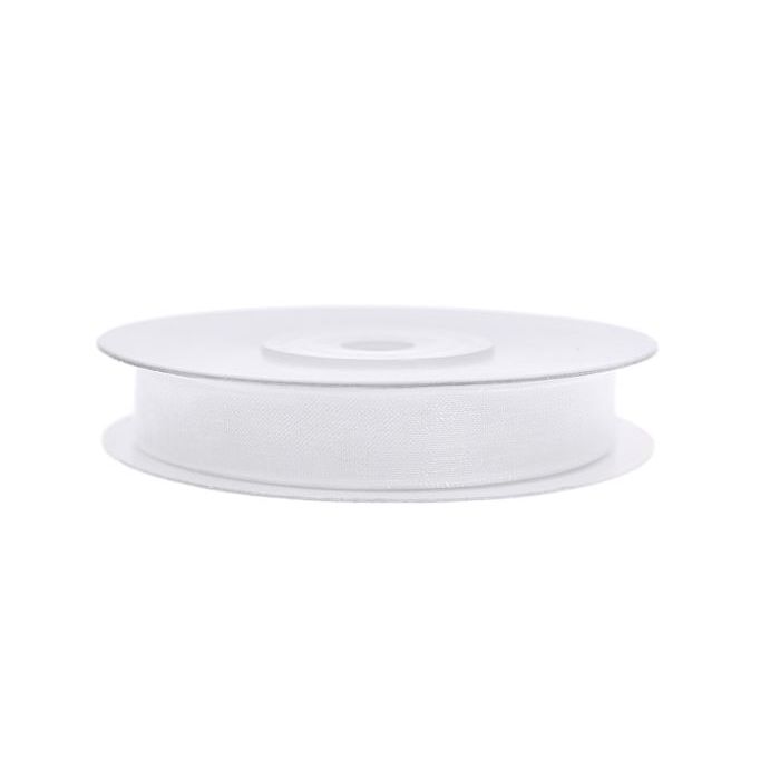 Witte chiffon band - 6 mm x 25 m