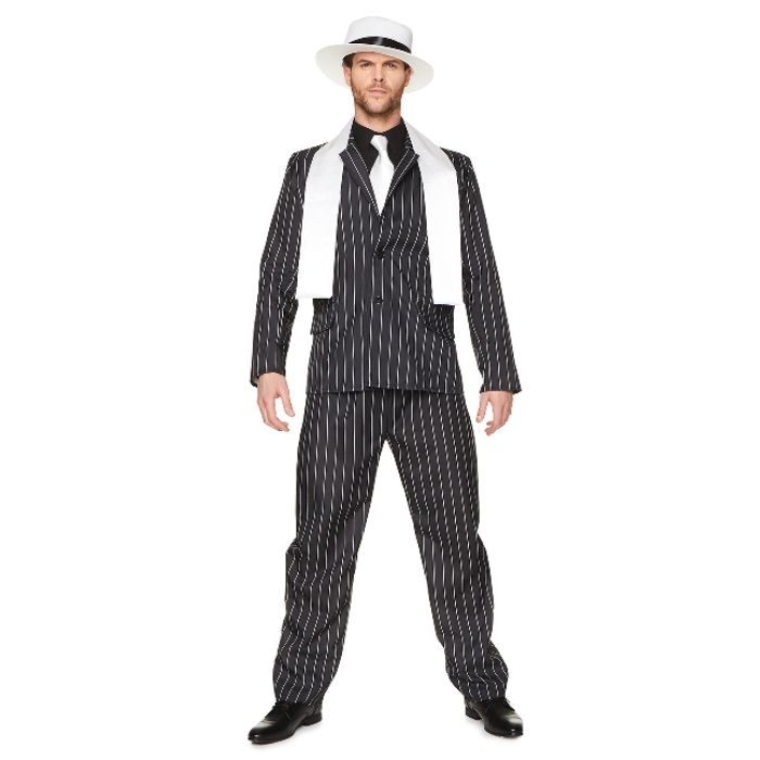 Retro zwarte gangster baas kostuum