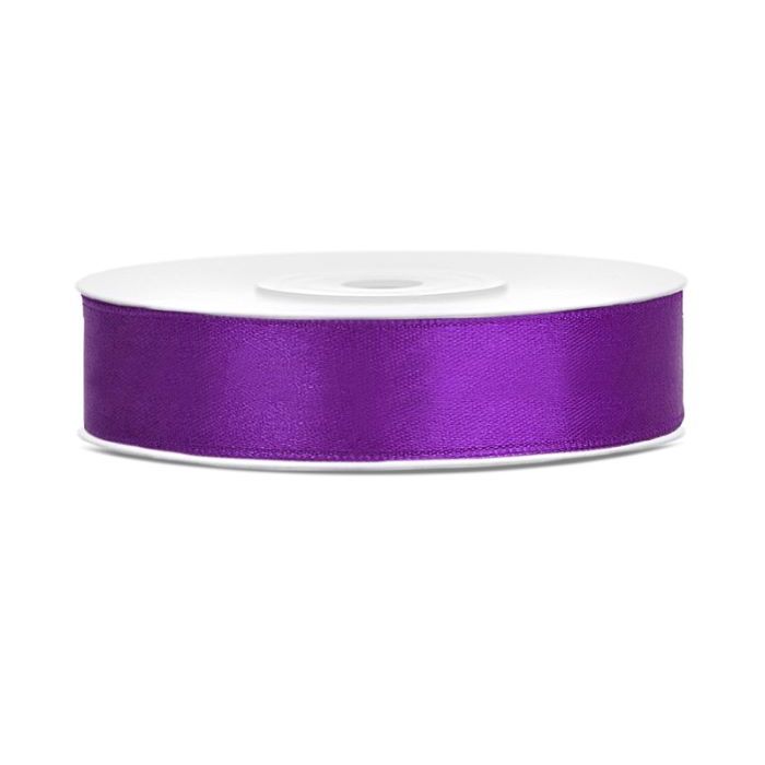 Paarse satijnlint - 12 mm x 25 m