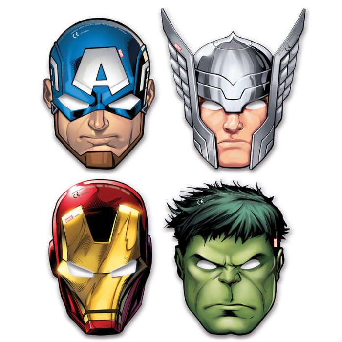 Avengers® Kartonnen_masks 6 stk - 15x22 cm