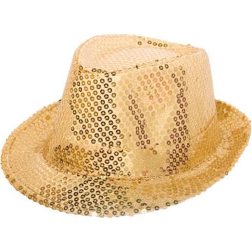 Pailletten fedora in goud - onesize