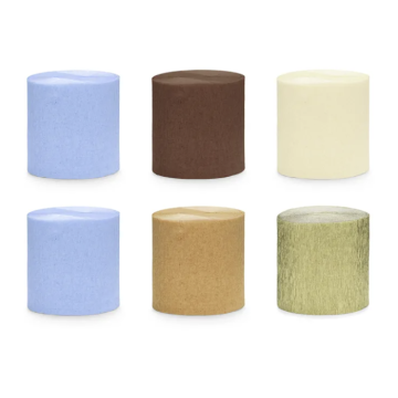 Crepe Streamer bruin/blauw mix 6x - 10 meter