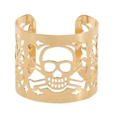 Gouden doodskop piratenarmband - onesize